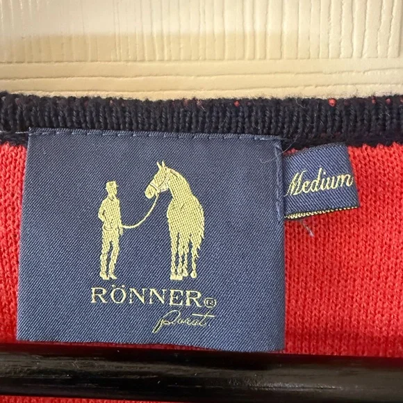 Ronner Brand Gorgeous Horse Red/Navy Sweater Size M - Picture 3 of 6